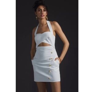 Anthropologie Mare Mare Ivory Halter Strapless Cutout Tube Mini Dress Size M NWT